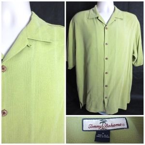 Tommy Bahama M Green 100% Silk Textured Shirt